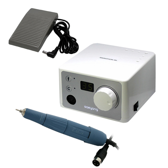 Marathon 3N - портативный микромотор с наконечником SDE-SH37L, 35000 об/мин, педаль SFP-27, серебристый | Saeyang Microtech (Ю. Корея)