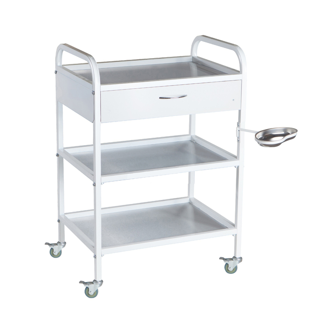 СИПС-03-01-Н - передвижной инструментальный столик, пластиковые колеса, 2 полки, 1 выдвижной ящик | ВЗМО (Россия)