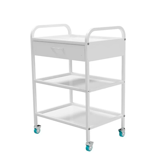 СМИ-03-01 - передвижной инструментальный столик, колеса из серой резины, 3 полки, 1 выдвижной ящик | ВЗМО (Россия)